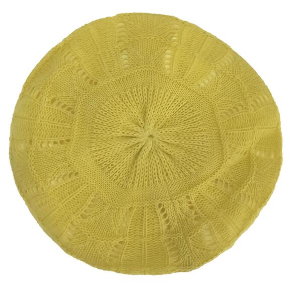9626 Yellow Silk Lined Beanie And Red Satin Beret Hat